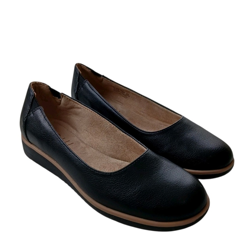 Soul Naturalizer Idea Black Faux Leather Slip On Ballet Flat Shoes Women's 7 M